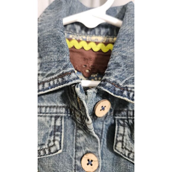 Naartjie Kids Denim Jacket W/ Embroidered Flower & Button Baby Girl 12/18 Months - Picture 6 of 7